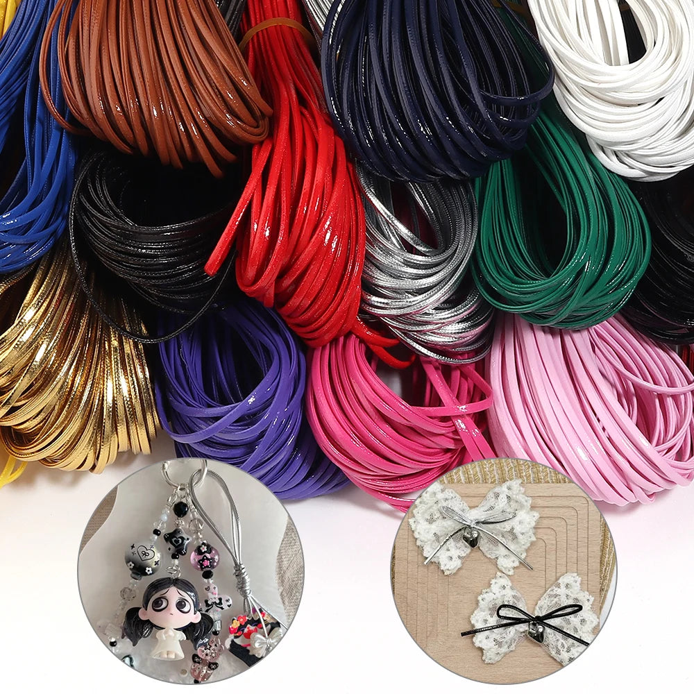 50 Yards 2mm Flat Faux Leather Cord – Multicolor DIY Crafts Leather Craft Cord PLUSH
