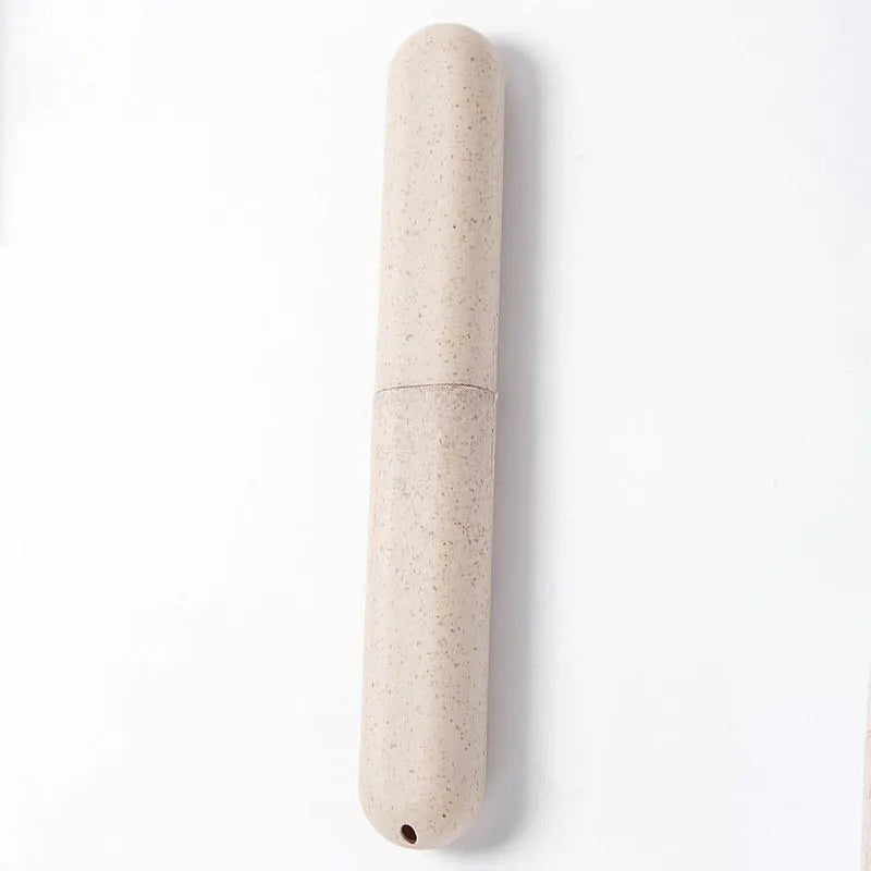 Wheat Straw Portable Toothbrush Case | Travel Protective Cover Toothbrush Travel Case PLUSH Beige