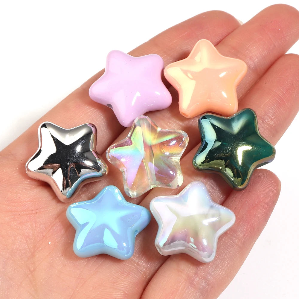 10pcs 20mm Star Acrylic Spacer Beads – Multicolor DIY Jewelry Acrylic Spacer Beads PLUSH