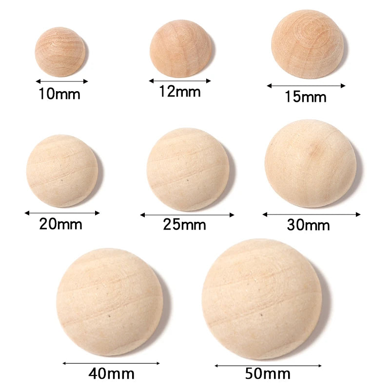 Half Ball Wooden Beads 10–30mm Flatback Cabochon DIY Jewelry Wood Craft Beads PLUSH