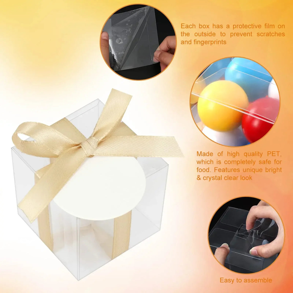 50pcs Clear Favor Boxes | Mini Cube Candy & Gift Boxes Party Favor Boxes PLUSH