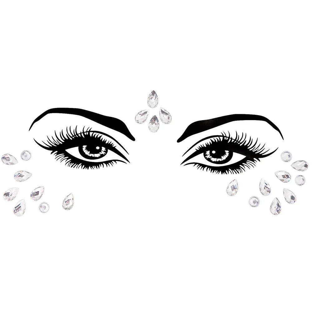 Crystal Face Gems Rhinestone Temporary Tattoo Stickers