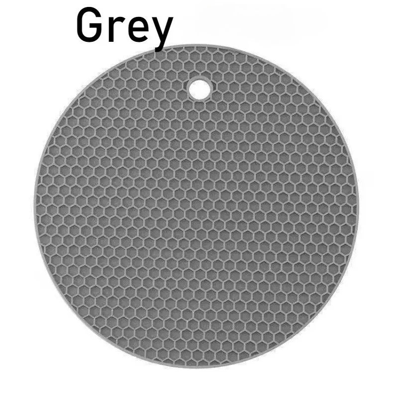 Silicone Round Trivet Mats Honeycomb | Jar Opener 1-3 PCS Silicone Trivet Mat PLUSH Grey 1PC