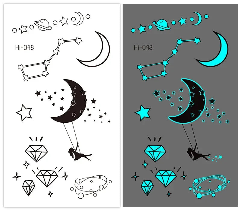 Luminous Butterfly Temporary Tattoo Stickers – Glow Body Art Temporary Tattoo Stickers PLUSH Hi-048
