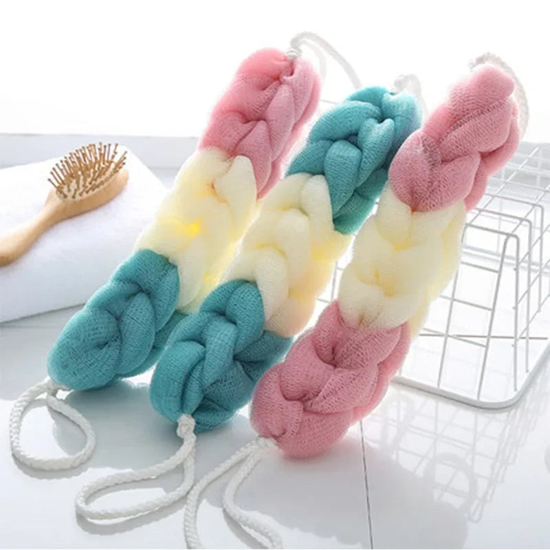 Exfoliating Bath Towel Long Handle Back Scrubber Mesh Body Scrubber PLUSH