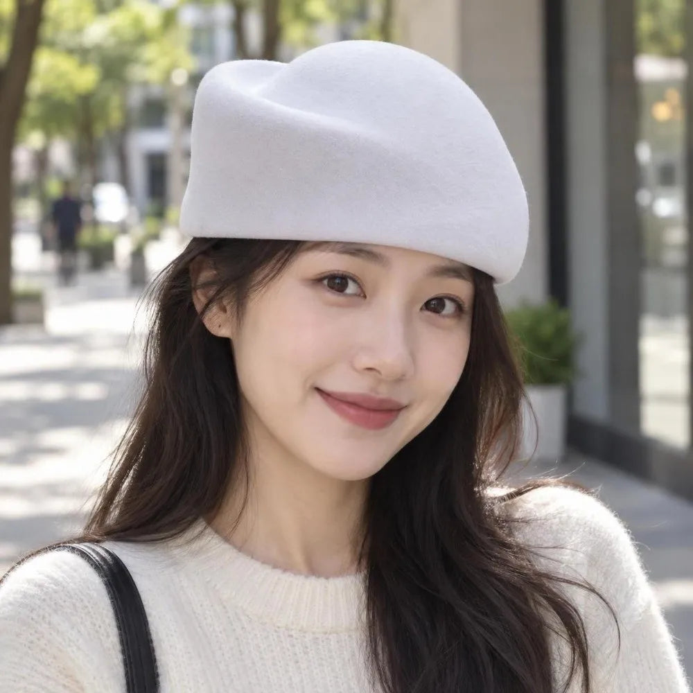 Felt Fabric Beret Pillbox Hat – Elegant Unisex All-Season Felt Beret Hat PLUSH
