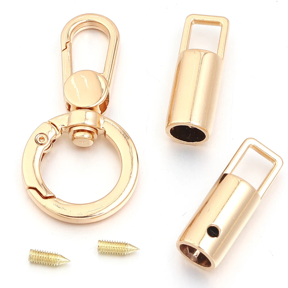 Zinc Alloy Spring Ring Snap Hook – DIY Lanyard Keychain Connector Jewelry Finding PLUSH light gold