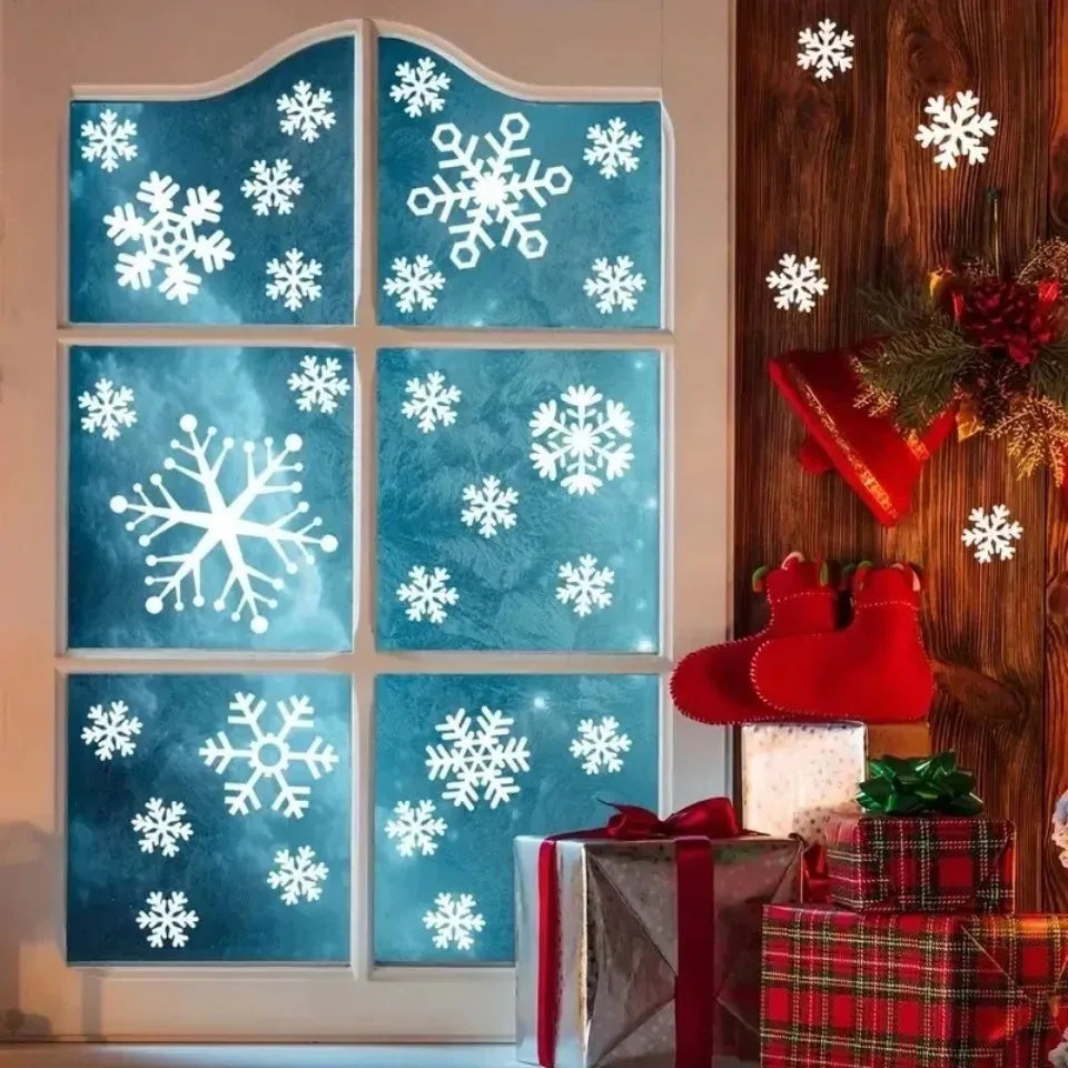 Snowflake Window Stickers – Christmas Window Decals 1 Set Holiday Window Decals PLUSH