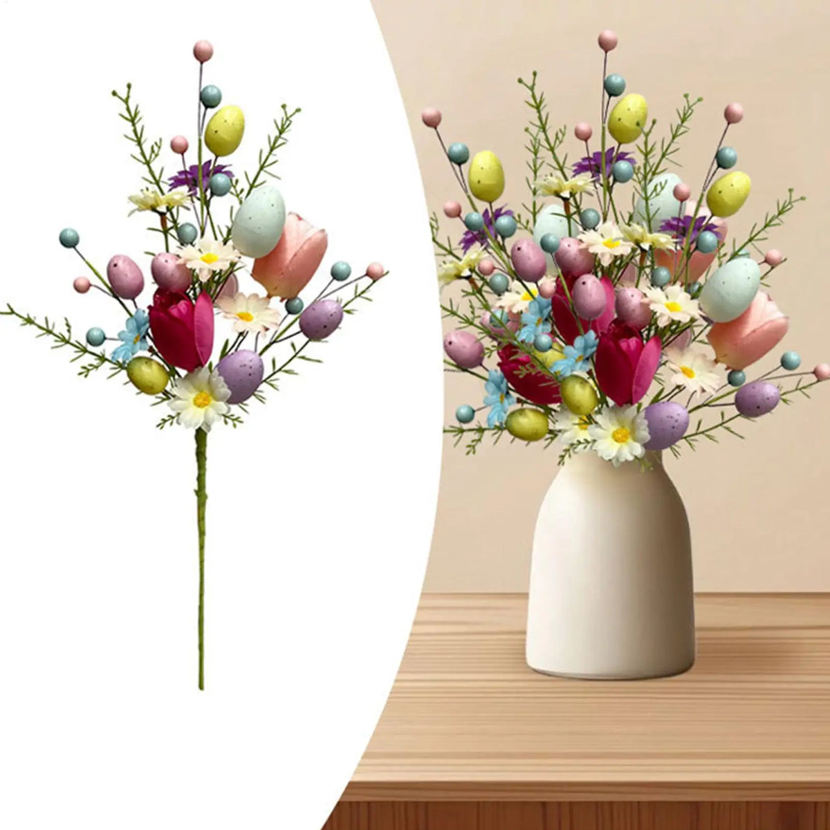 Easter Egg Picks Artificial Floral Spring Stems Vase Filler Artificial Floral Pick PLUSH