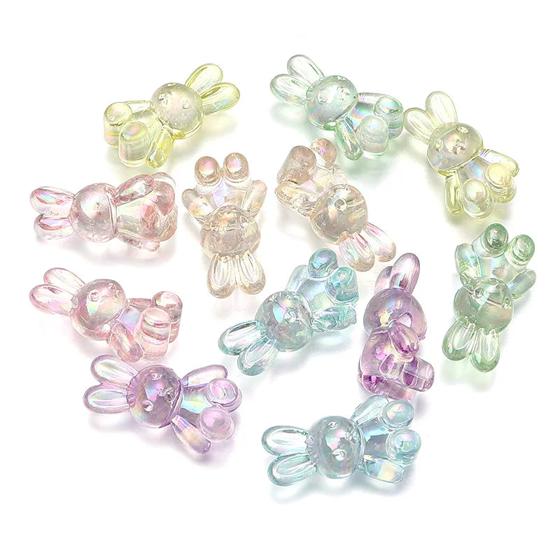30pcs Acrylic Cartoon Rabbit Beads 24x14mm – DIY Jewelry Acrylic Spacer Beads PLUSH AB Color