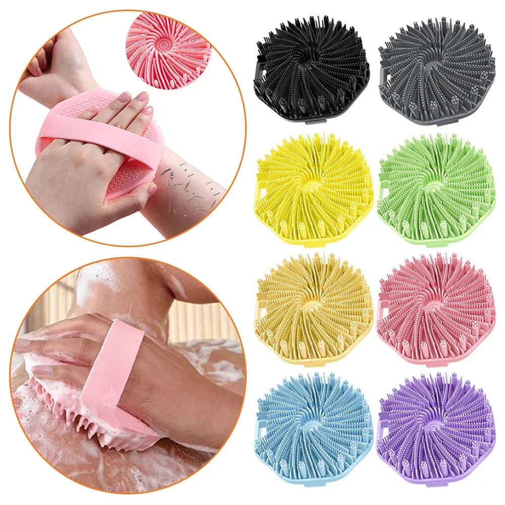 Silicone Body Scrubber Shower Brush with Non-Slip Hand Strap Silicone Shower Scrubber PLUSH
