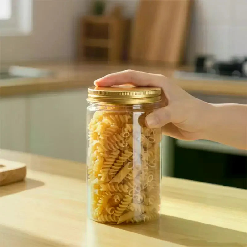 Food-Grade PET Storage Jar with Aluminum Lid | Tea & Snacks Food Storage Jar PLUSH