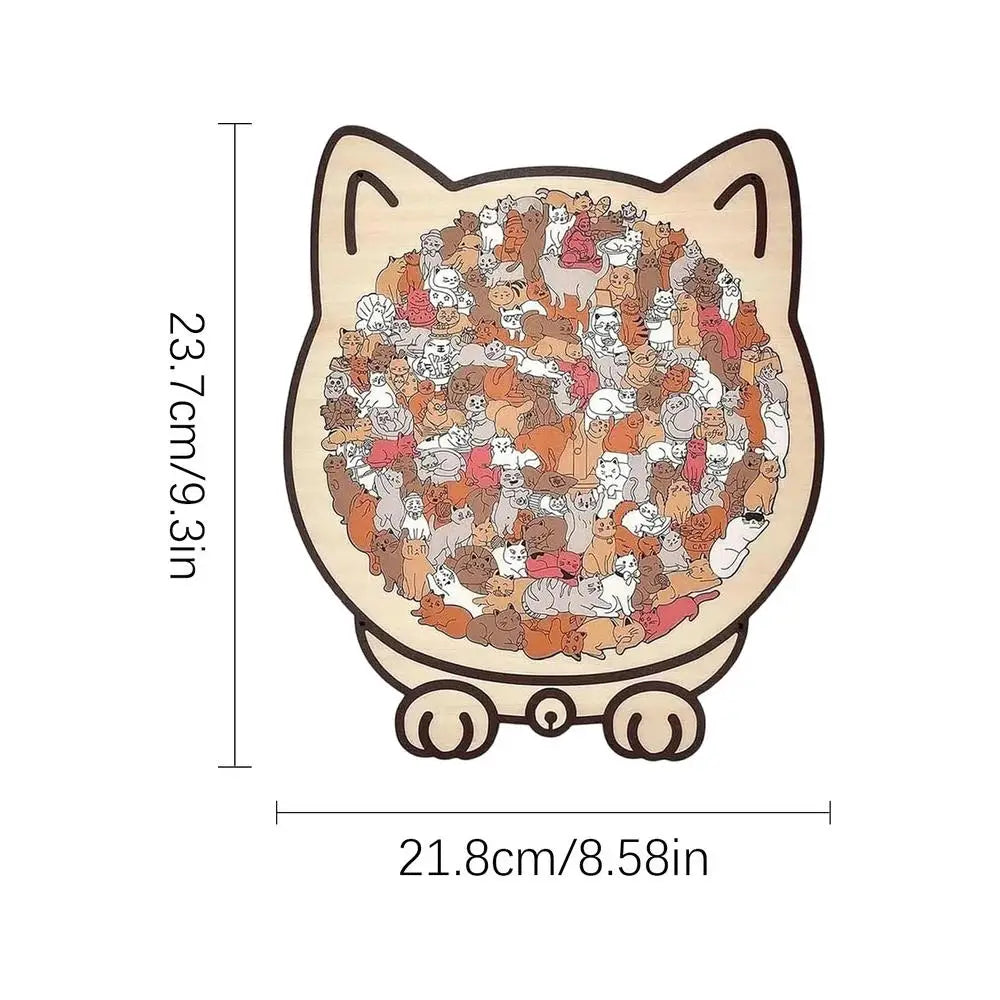 Cat-Shaped Wooden Jigsaw Puzzle 135pcs – Gift for Cat Lovers Wooden Jigsaw Puzzle PLUSH B