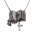 Antique Book Pendant Necklace – Floral Leaf Key Charm Pendant Necklace PLUSH Necklace