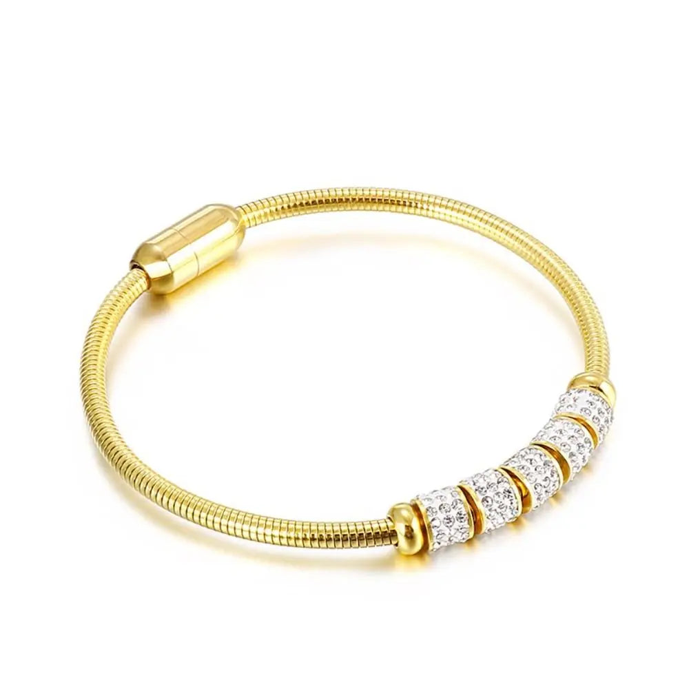 Magnetic Clasp Snake Bone Bracelet – Gold & Silver Stainless Steel Stainless Steel Bracelet PLUSH