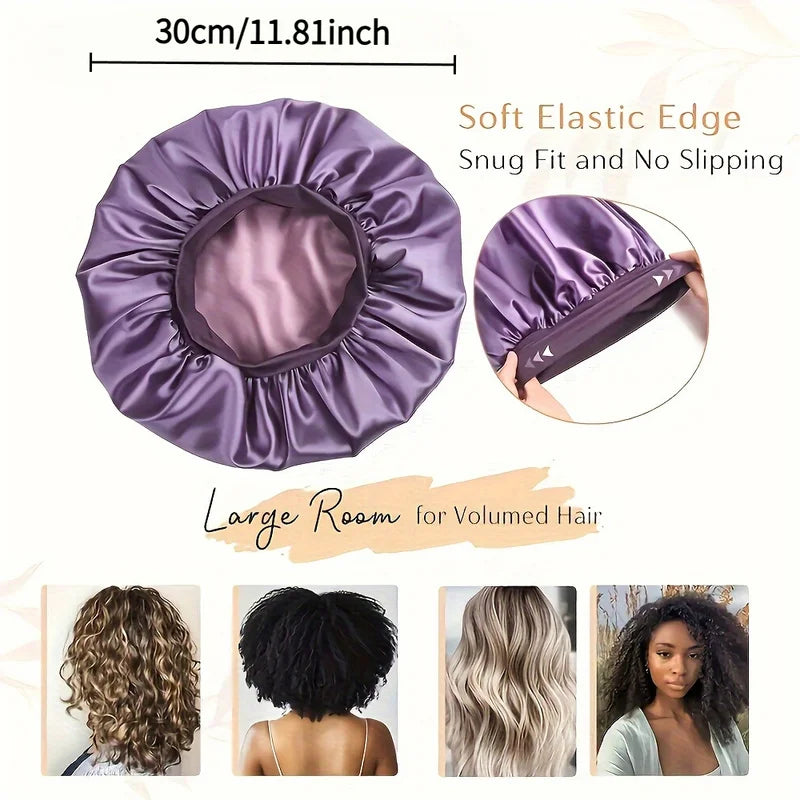 Satin Sleep Cap – Unisex Hair Protection Bonnet | Elastic Fit Satin Sleep Bonnet PLUSH