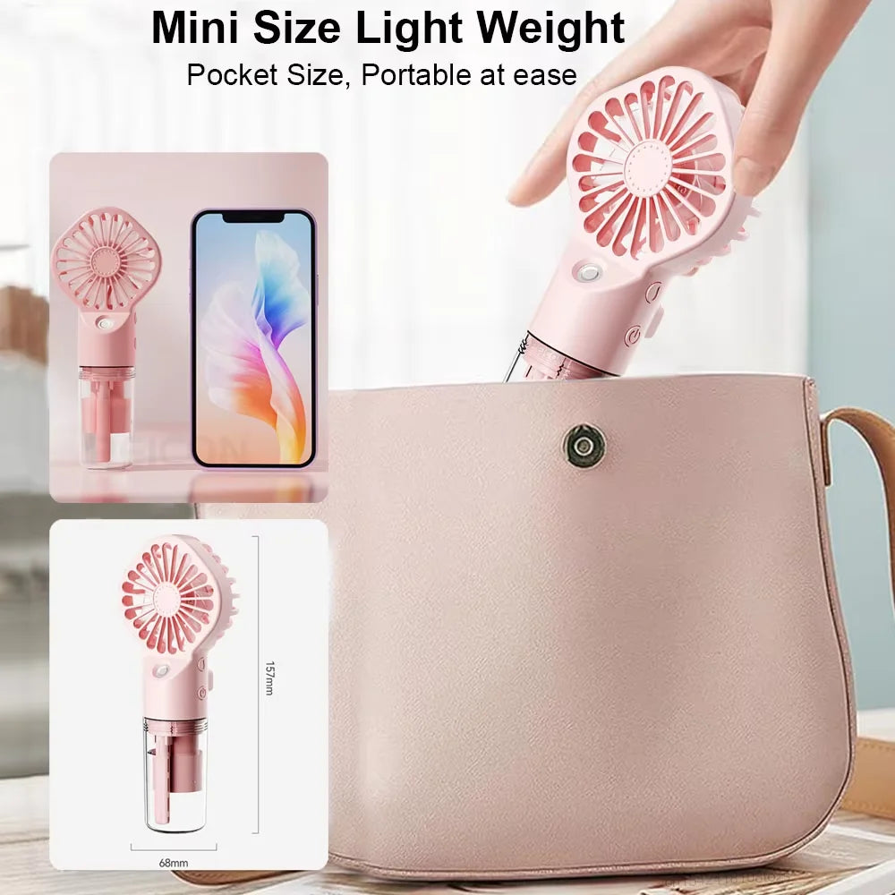 Portable Handheld Spray Fan – USB Rechargeable Mini Mist Fan Handheld Mist Fan PLUSH