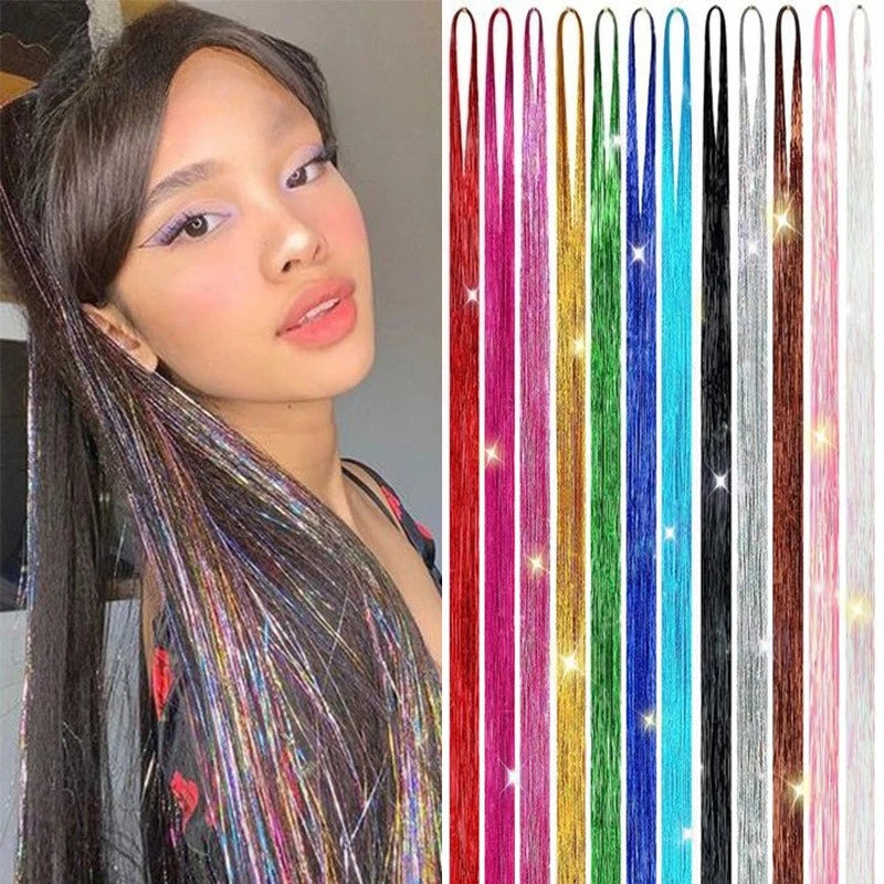 Hair Tinsel Kit – Glitter Rainbow Sparkle Extensions 94cm Hair Tinsel Extensions PLUSH