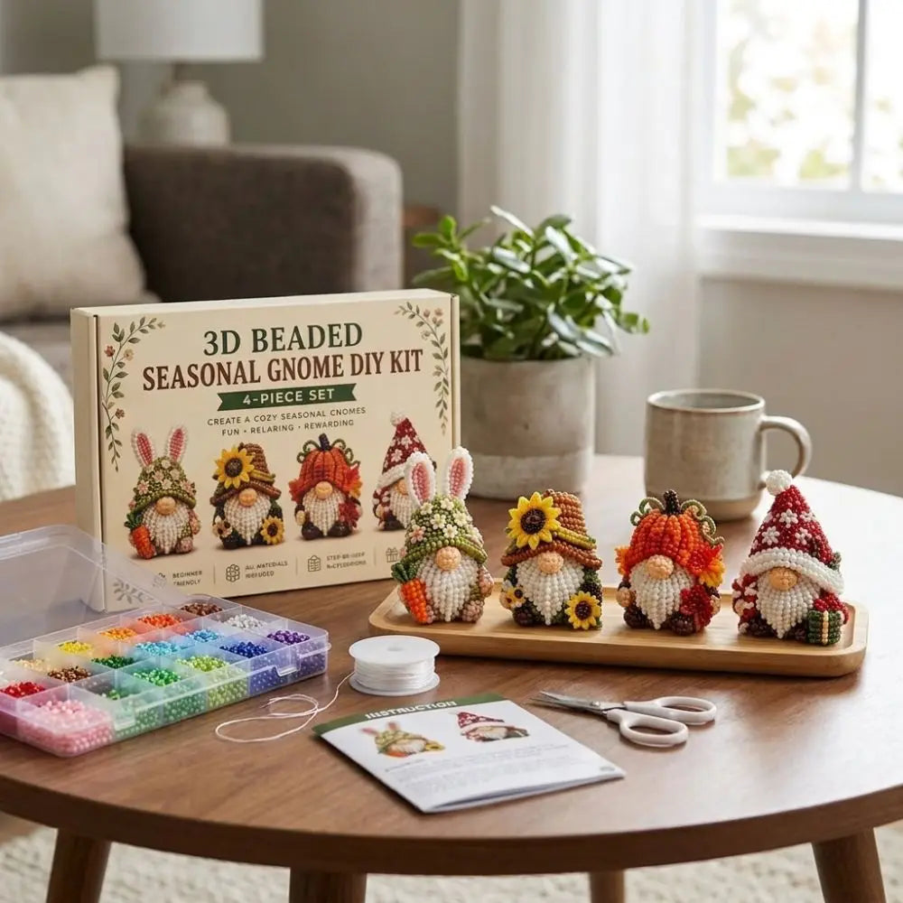 3D Beaded DIY Craft Kit – Gnome & Animal Ornaments DIY Bead Craft Kit PLUSH
