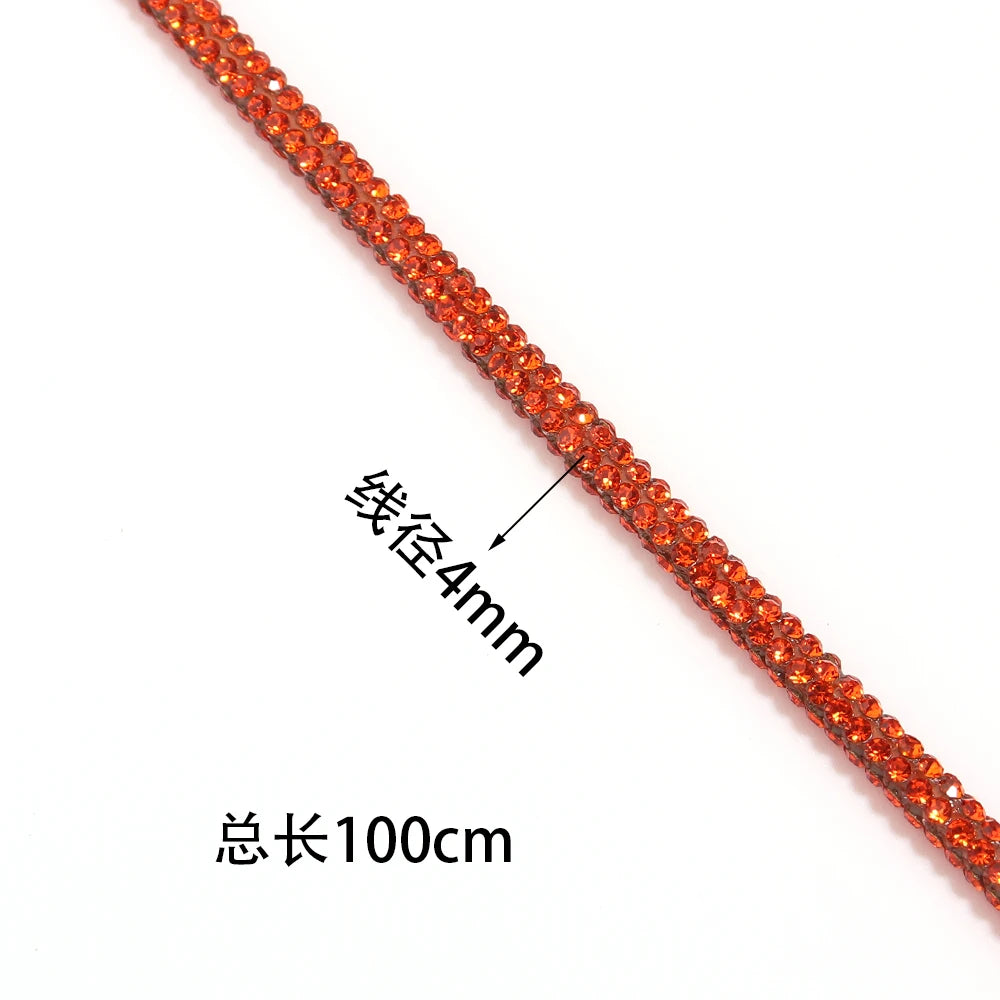 4mm Rhinestone Cord Rope with End Cap – Crystal Cup Chain DIY Rhinestone Jewelry Cord PLUSH