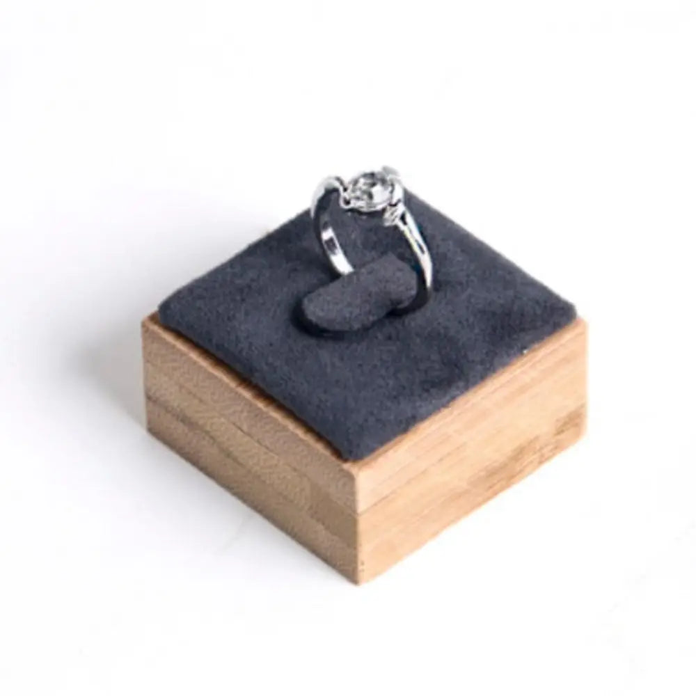 Wooden Ring Box Travel Jewelry Organizer Display Case Jewelry Display Box PLUSH Dark Grey