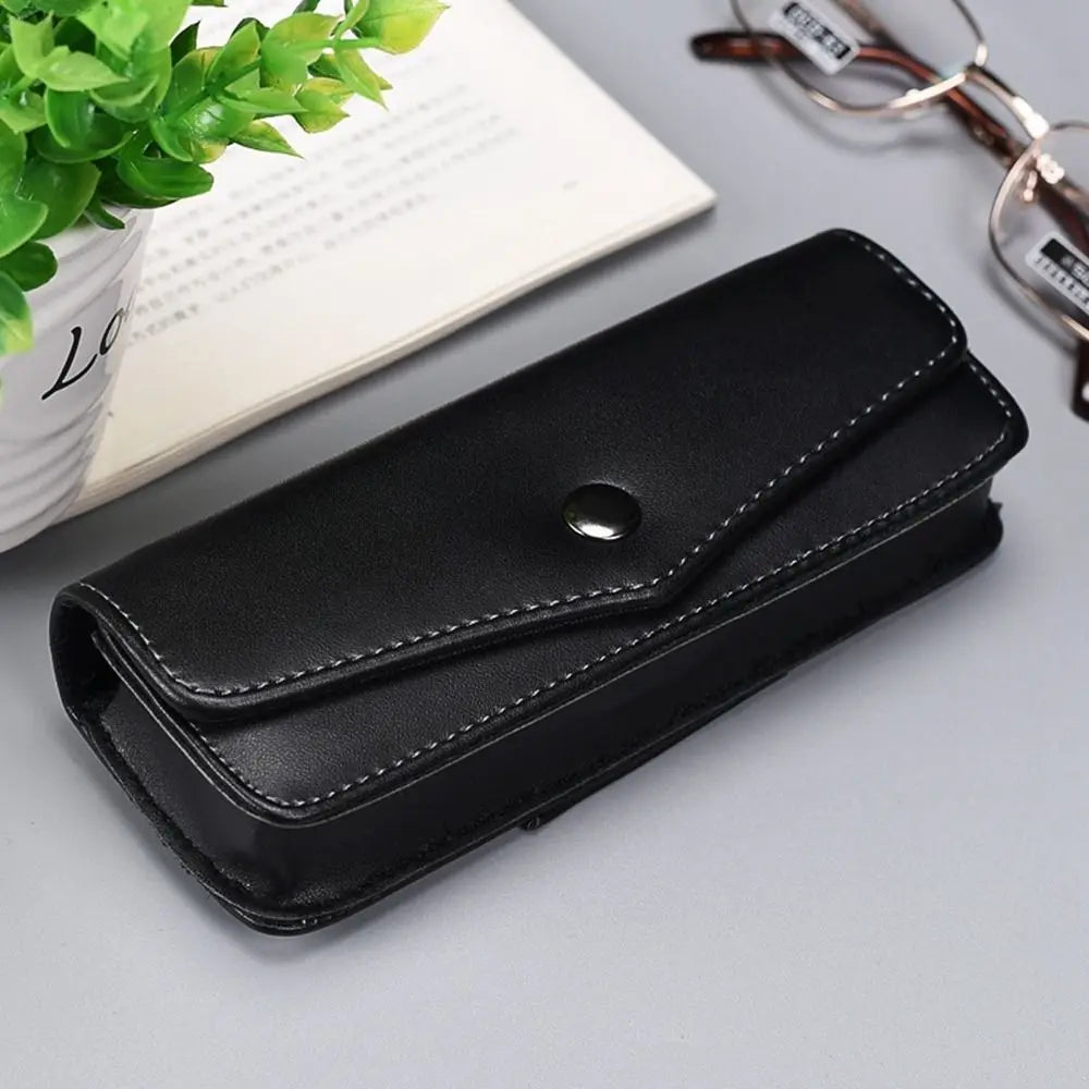 PU Leather Eyeglass Case – Slim Waistpack Glasses Box Eyeglass Case PLUSH black