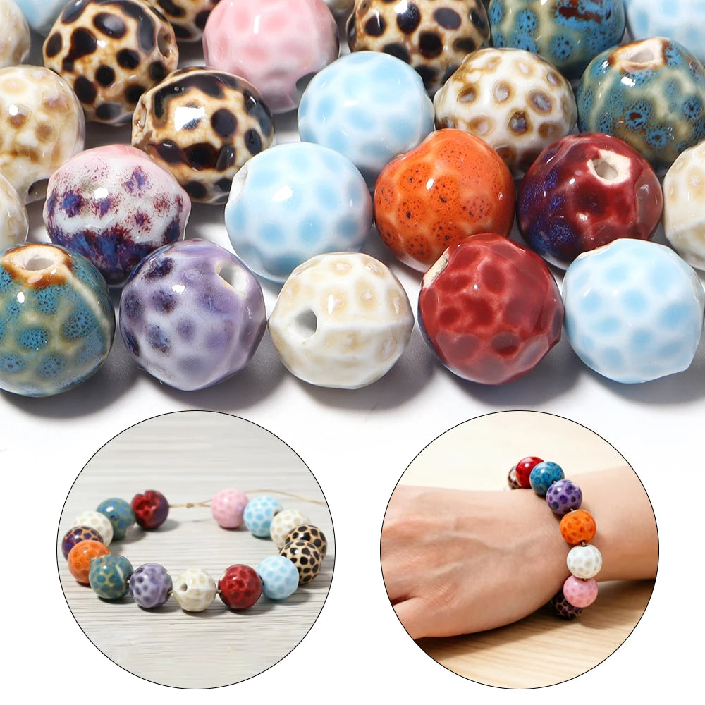 5pcs Ceramic Polka Dot Porcelain Spacer Beads – DIY Jewelry Ceramic Spacer Beads PLUSH