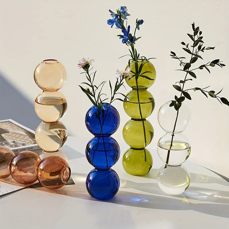Nordic Glass Bubble Vase – Clear Bud Vase & Hydroponic Planter Glass Bud Vase PLUSH