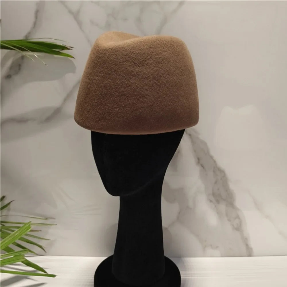 Women's Elegant Pillbox Hat | Dome Fedora Beret Formal Hat Formal Pillbox Hat PLUSH Brown