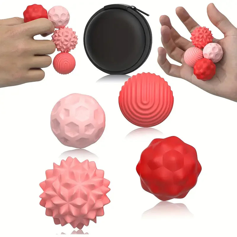 Silicone Magnetic Fidget Balls – Sensory Stress Toys for Adults Magnetic Fidget Toy PLUSH 4PCS Red