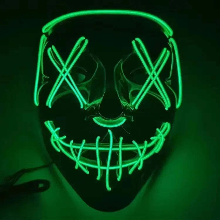 Horror LED Glowing Mask – Halloween Scary Light-Up Cosplay LED Costume Mask PLUSH Green