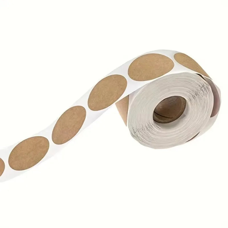 500pcs Kraft Round Stickers – Self-Adhesive DIY Label Roll Kraft Paper Stickers PLUSH