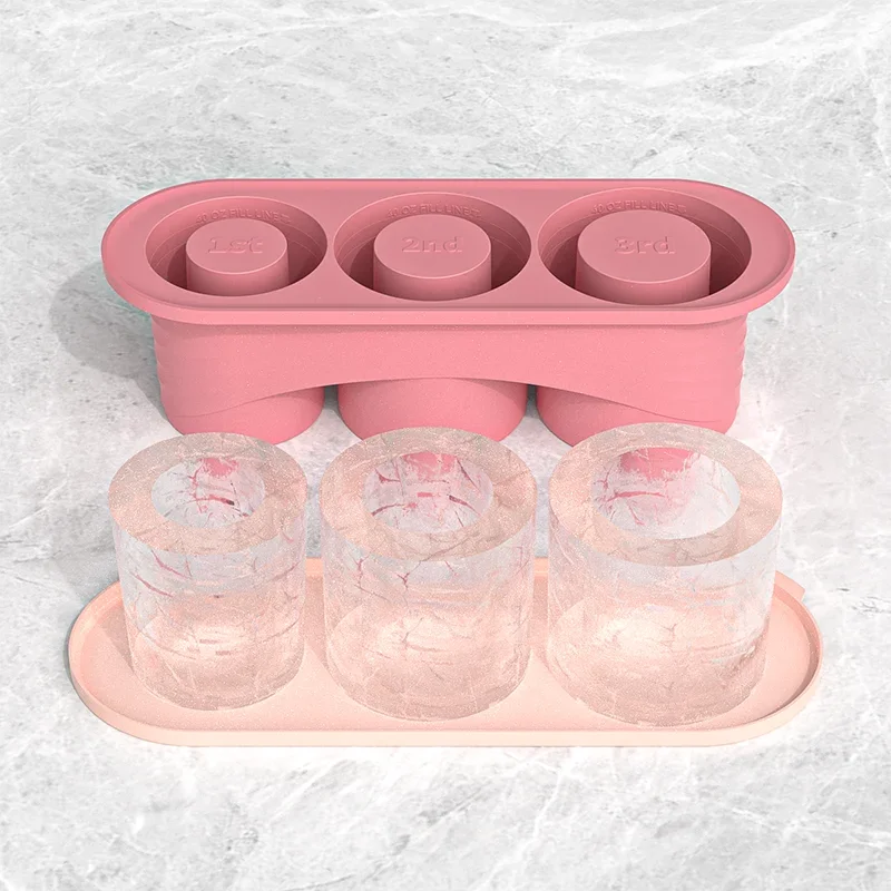 Silicone Ice Cube Tray for Stanley Tumbler – 3 Hollow Cylinders Silicone Ice Cube Tray PLUSH Pink