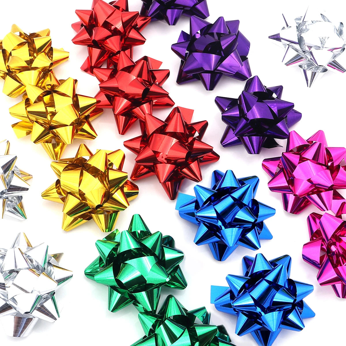 20pcs Self-Adhesive Ribbon Bows Star Flower Gift Wrapping Ribbon Gift Bows PLUSH