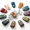 PU Leather Cable Organizer Cord Holder with Snap Button 10/20/30pcs Cable Organizer PLUSH Mixed Color 10PCS