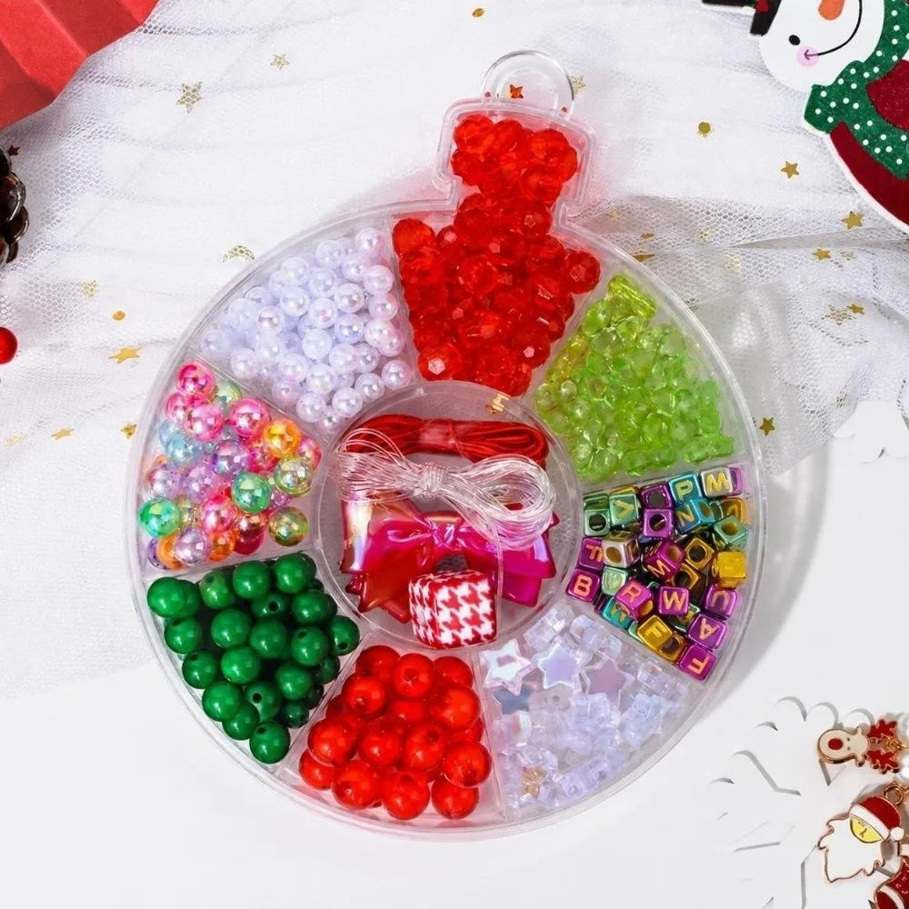 Christmas Beading DIY Kit – Snowflake Bracelet & Necklace Set Kids Jewelry Craft Kit PLUSH Style B