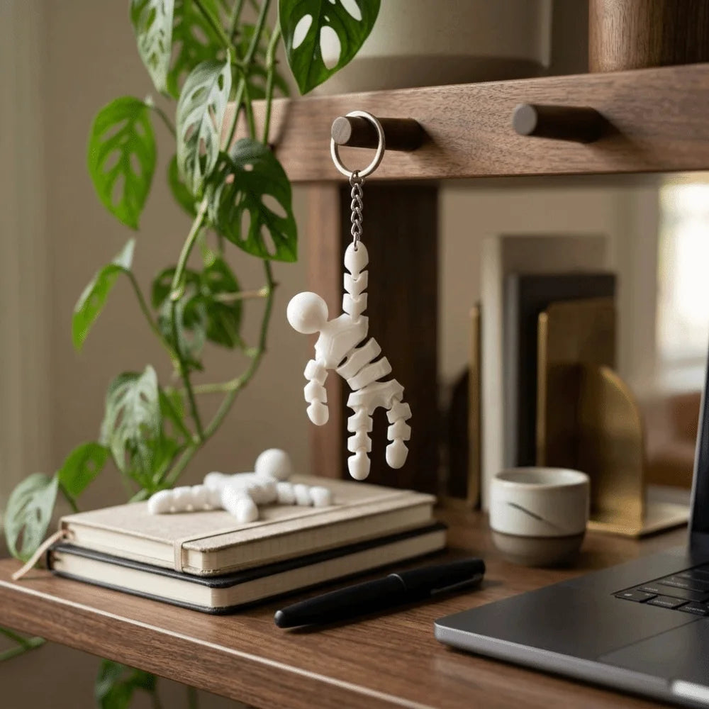 3D Printed Movable Joint Keychain – Flexible Fidget Pendant Novelty Keychain PLUSH