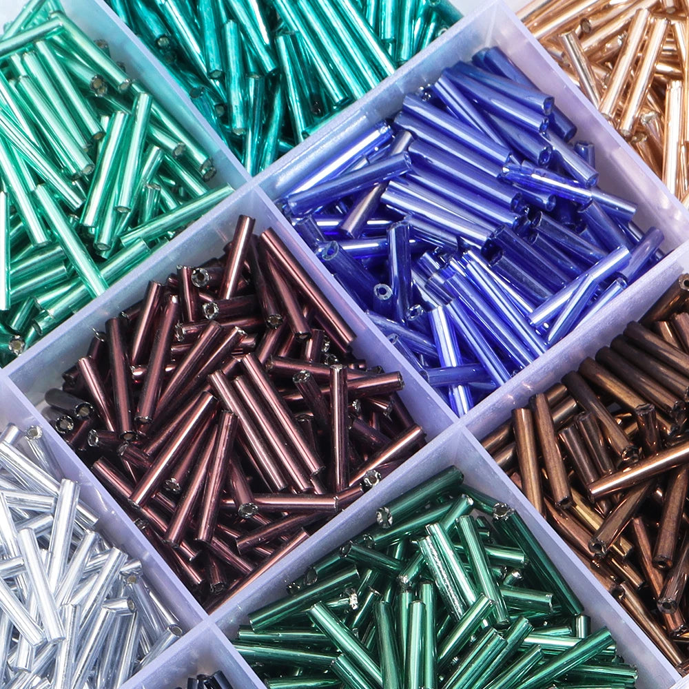 Silver Filled Czech Glass Tube Beads 2x12mm – 10g DIY Jewelry Glass Spacer Beads PLUSH