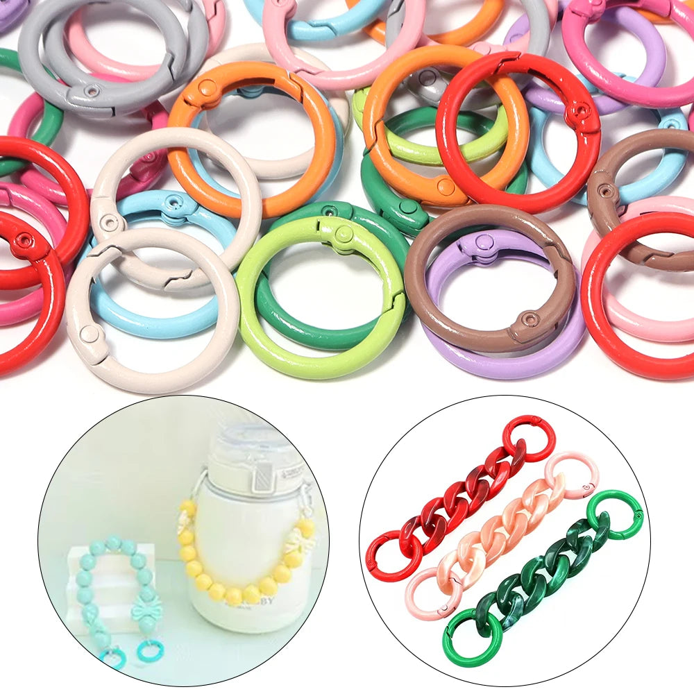 20pcs Color Painted Metal Spring O Rings – DIY Keychain Clasps Jewelry Clasps & Findings PLUSH