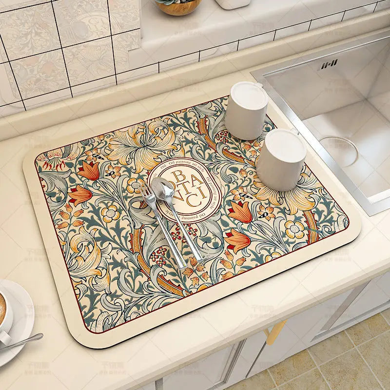 Super Absorbent Dish Drying Mat – Non-Slip Kitchen Drain Pad Dish Drying Mat PLUSH Alice s Dream 20X30CM