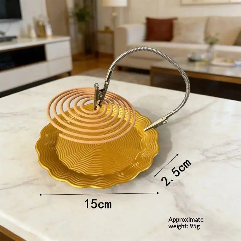 Portable Iron Mosquito Coil Holder with Detachable Clip Mosquito Coil Holder PLUSH Gold