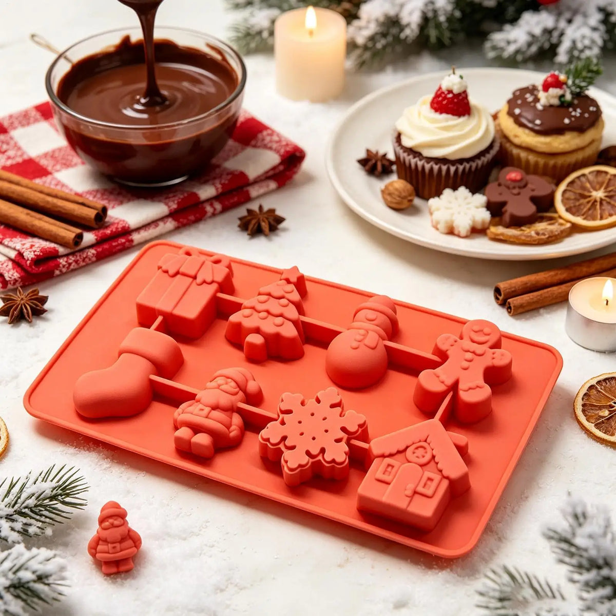 Silicone Gingerbread Man Mold – Christmas Chocolate & Candy Silicone Baking Mold PLUSH