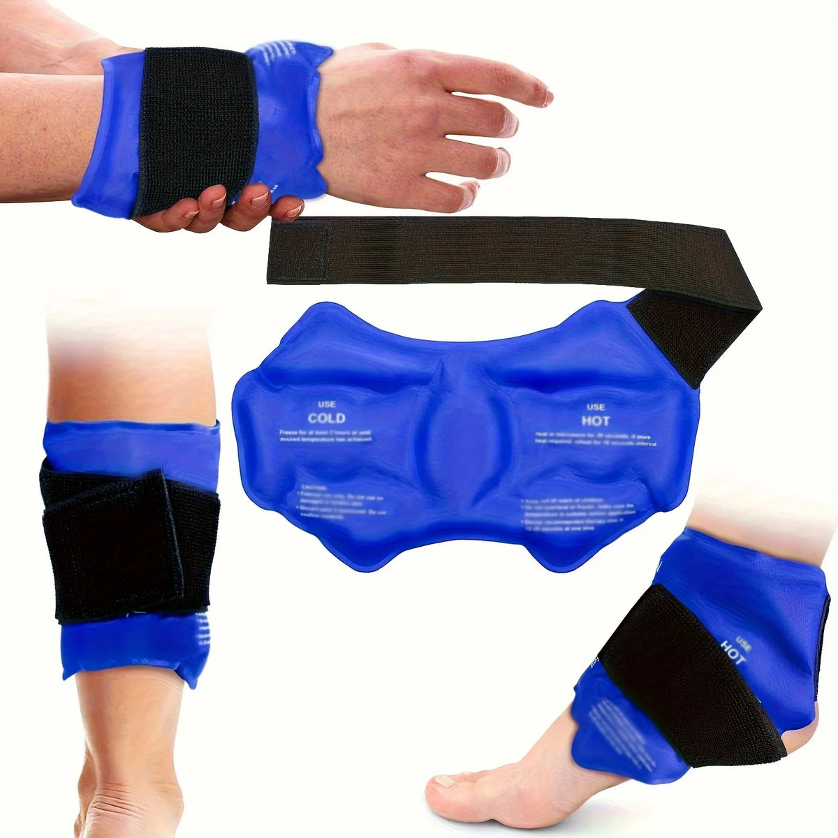 Reusable Ankle Ice Pack Wrap – 360° Hot & Cold Compress Ankle Ice Pack Wrap PLUSH Blue