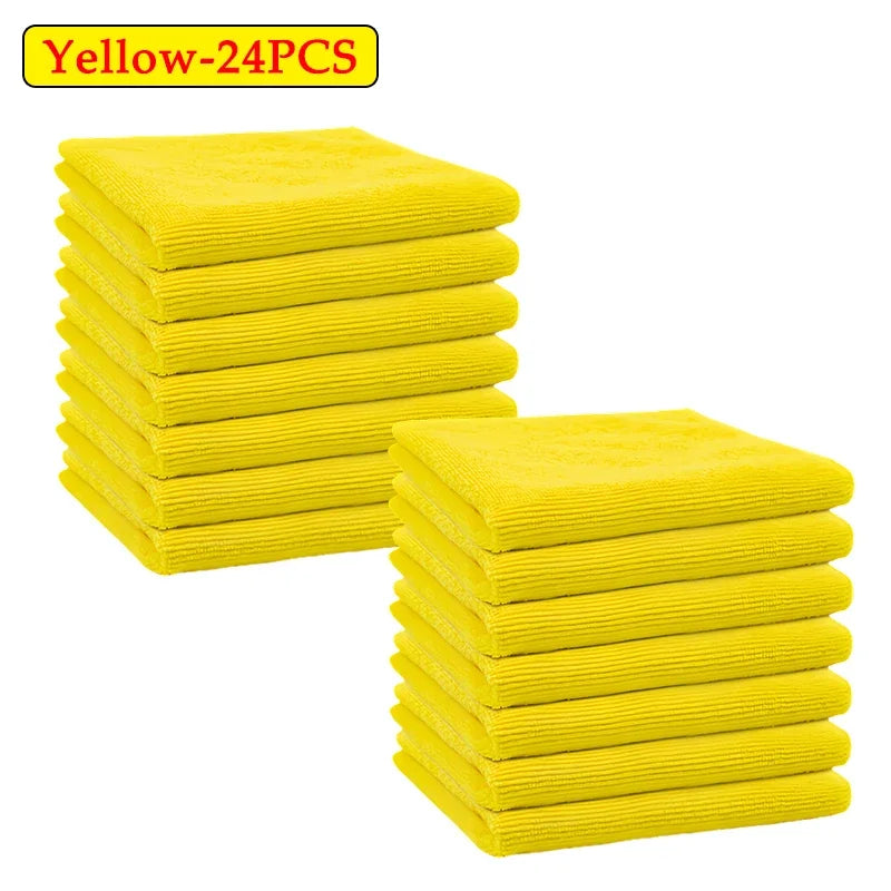 Microfiber Car Wash & Cleaning Towels – 12 to 48 Pack Microfiber Cleaning Towels PLUSH Yellow 24PCS