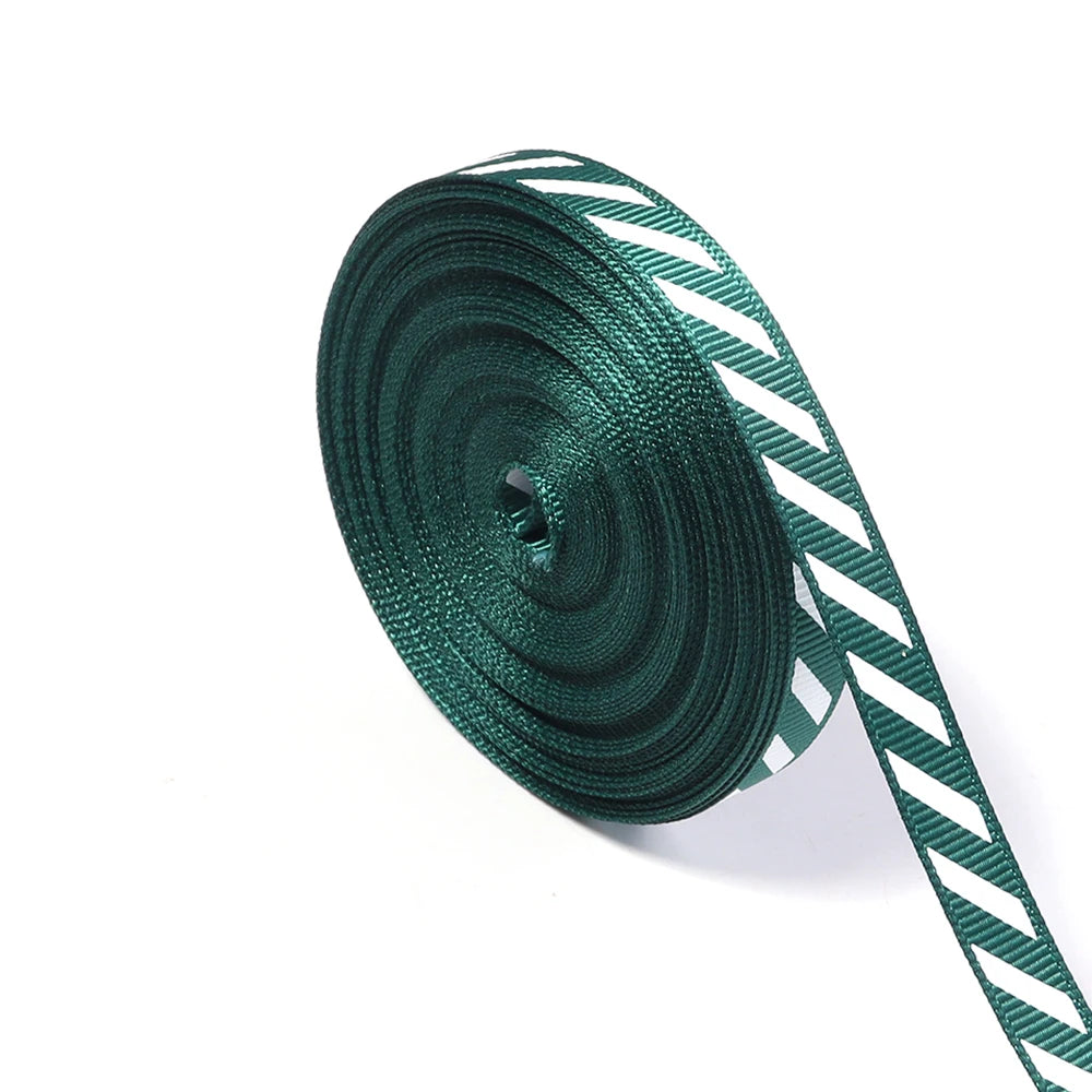 Green White Stripe Christmas Ribbon 5–10 Yds | DIY Craft Craft Ribbon PLUSH 10mm x 10yards Green