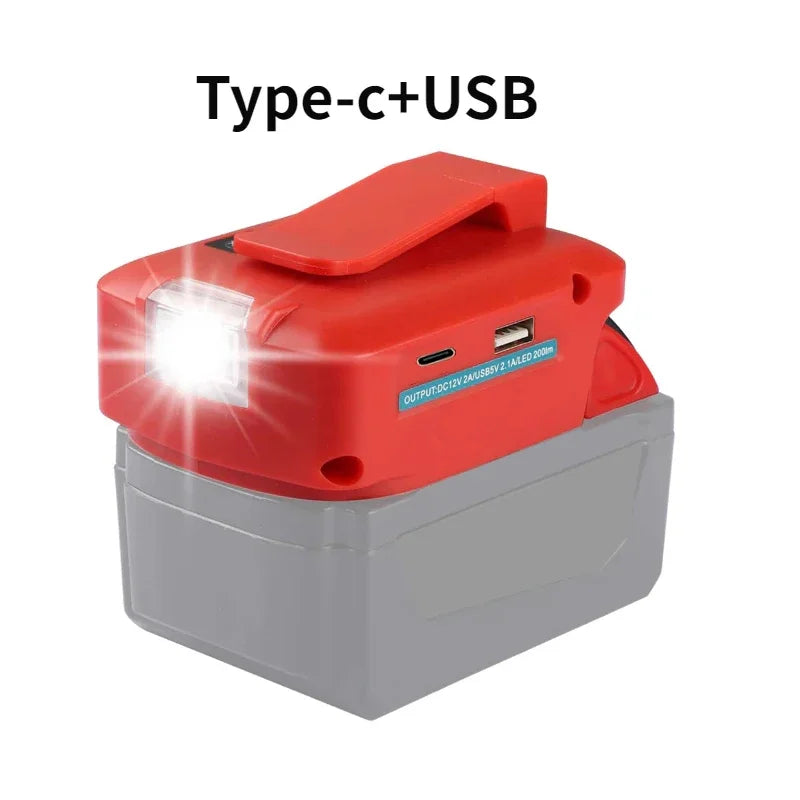 18W LED Work Light Adapter USB-C & USB for Makita DeWalt Milwaukee LED Work Light Adapter PLUSH For M18V with clip China Mainland