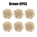 Raffia Sunflower Napkin Rings – Party & Banquet Table Decor Napkin Rings PLUSH Brown 6PCS