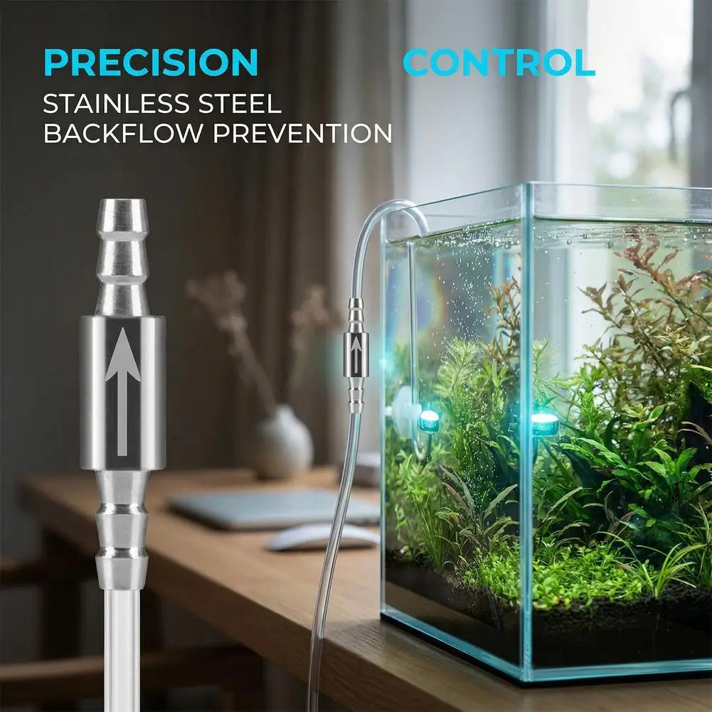 Stainless Steel CO2 Check Valve – Aquarium One-Way Flow Aquarium Check Valve PLUSH