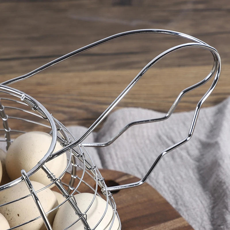Metal Chicken Wire Egg Basket – Farmhouse Kitchen Organizer Wire Storage Basket PLUSH