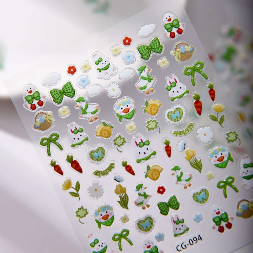 Spring Nail Art Stickers – Bunny, Duck, Bow & Floral Decals Nail Art Stickers PLUSH
